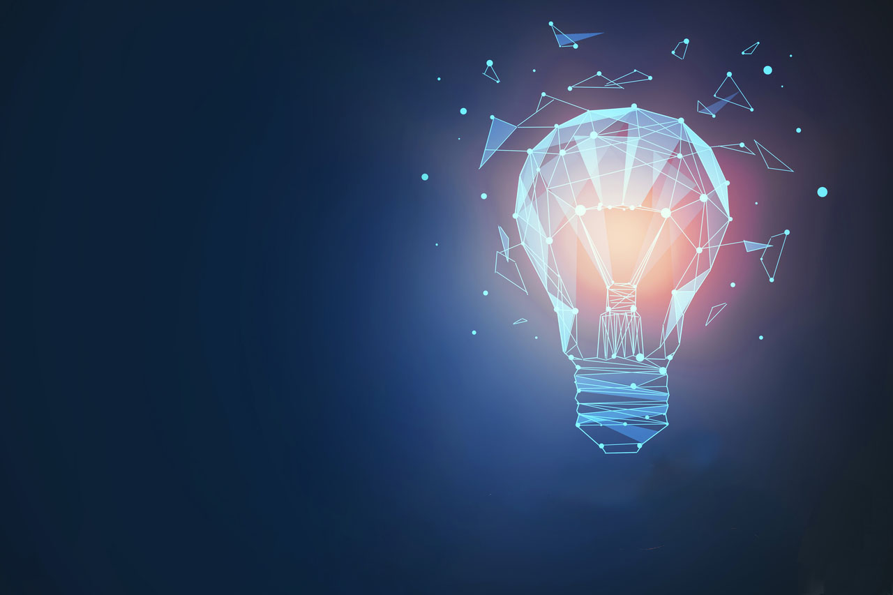 Lightbulb illustration on blue