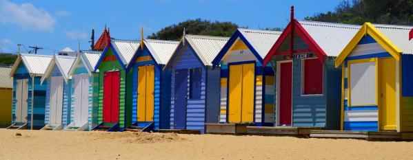 colourful beachhuts along the beach