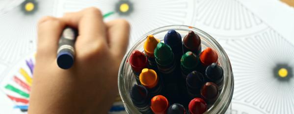 crayons colouring a picture