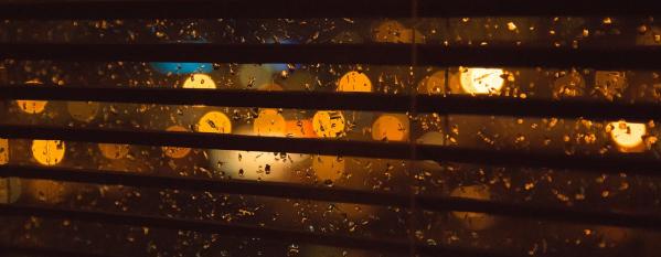 window blind at night