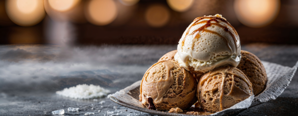 Ice cream scoops on plate