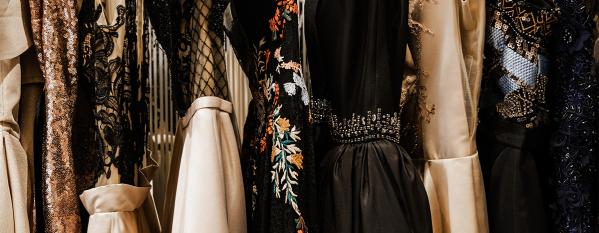 Evening dresses on hangers image