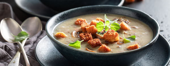Close up image of soup in bowls