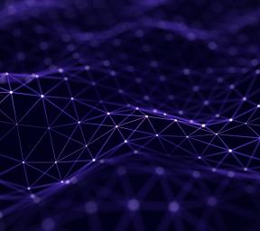 Network concept, purple image with lines and dots connecting